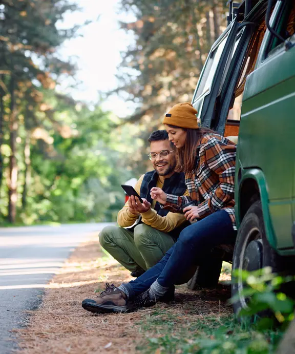 Backpackers In Caravan